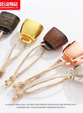 跨境热卖麻绳牛铃铛圣诞树挂件金属牛铃复古铁艺麻绳喇叭铃颜色全