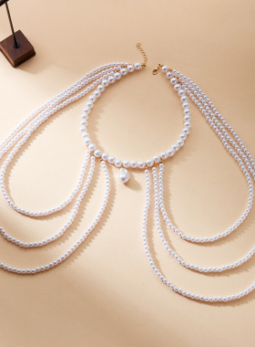 Sweet imitation pearl fashion shoulder chain body chain肩链