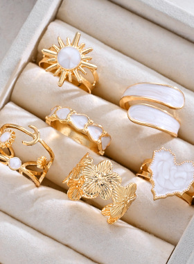 Cross-border irregularly-shaped open heart-shaped sun ring女