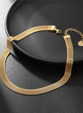 欧美简约镂空金属项链女ins钛钢