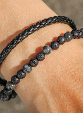 Hip-hop men's leather rope bracelet Volcano Wristband男手链