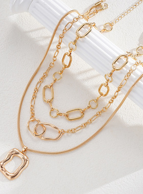 Cross-border irregular pendant necklace set of 3 pieces跨境