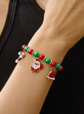 Christmas decorations walking sticks, beaded woven bracelets