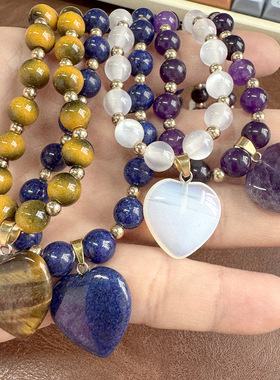 Love charm tiger eye stone necklace for ladies' jewelry跨境