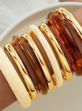 Amber acrylic bracelet set for women's jewelry跨境女士潮手镯