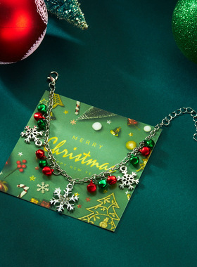Christmas female snowflake pendant necklace and bracelet跨境