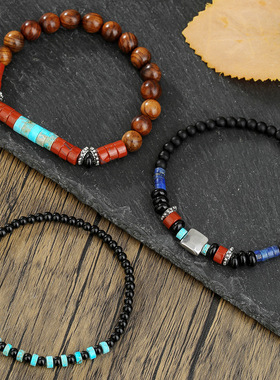 New cross-border beaded bracelet set for men's jewelry男手链
