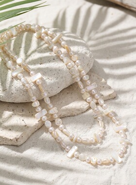 Shell crystal beaded necklace in ethnic style for ladies跨境