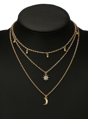 Cross-border jewelry - Star and Moon pendant necklace女项链