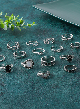 New Bohemian moon and star ring from Europe and America戒指