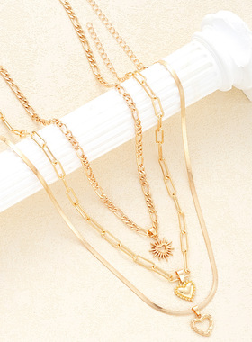 Cross-border trend hip-hop heart-shaped necklace跨境女士项链
