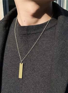 Hip hop square long pendant necklace for men跨境男士大气项链