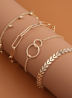 New geometric chain European and American bracelet组合手链女