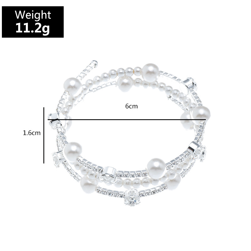 Lady temperament rhinestone pearl multi-layer bracelet女手镯 - 图3