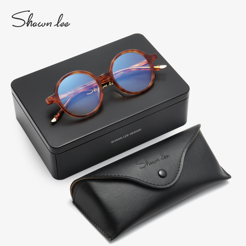 Shawnlee小众设计师韩版小圆框复古碎花橘玳瑁镜架可配近视小脸用