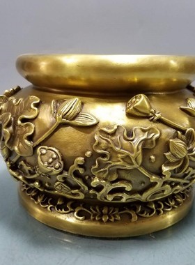 檀香线香薰炉佛字炉莲花香炉纯铜