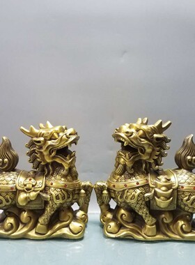 纯铜招财麒麟皮丘貔貅摆件