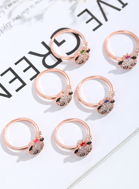 民族风可爱旋转熊猫戒指