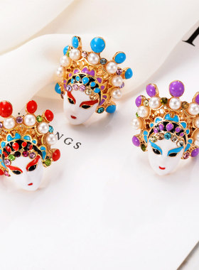 刀马旦戒指饰品京剧脸谱民族风