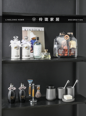 轻奢样板间浴室镜柜层架饰品摆件