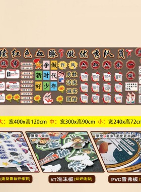 小学文化墙布置六知六会队史英雄故事墙贴少先队员风采班级黑板报