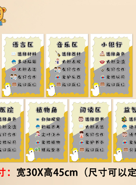 幼儿园可爱鸭加油鸭区域角规则牌