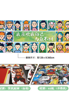 幼儿园艺术头像肖像卡通自画像我喜欢与众不同的自己表情装饰墙贴
