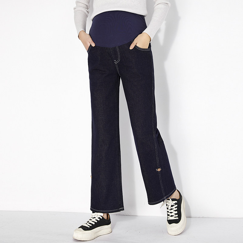 莱巧孕妇装夏季外穿直筒托腹牛仔裤 莱巧孕妇直筒裤