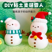 Christmas Ultra Light Clay Artisanal Little Snowman Diy Material Packs Clay Christmas Tree Mini Home Tabletop Pendulum