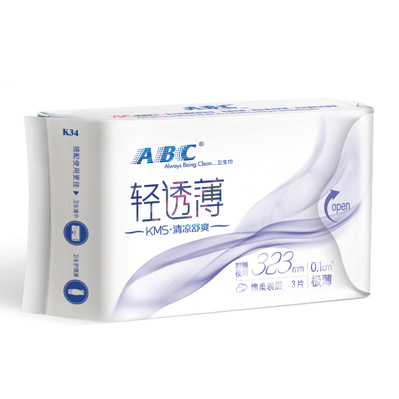 ABC卫生巾夜用棉柔亲肤轻透薄劲吸防侧漏323mm夜用3包组合装 - 图2