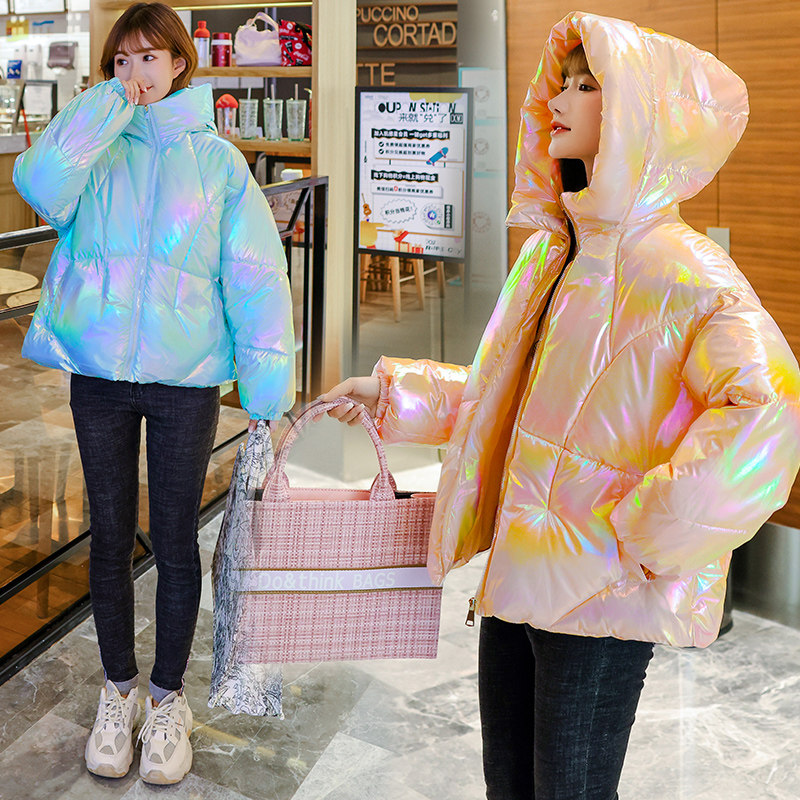 免洗炫彩亮面短款2020冬宽松面包服 巧娣棉衣/棉服