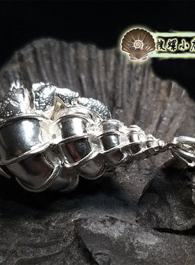 海工坊出品之925纯银寄居蟹造型吊坠/手工纯银