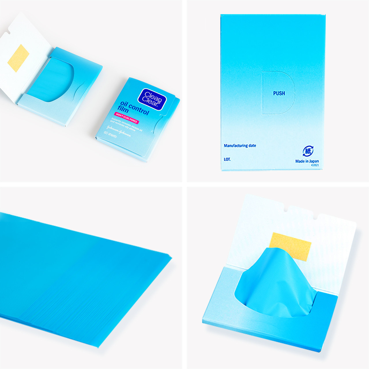 日本进口可伶可俐蓝膜面部脸吸油纸 曼臣家居吸油纸/膜