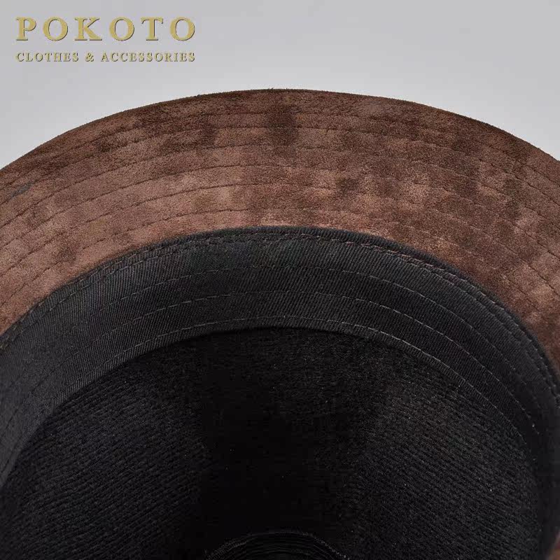 轻奢品牌秋冬季仿鹿皮绒牛皮爵士帽 pokoto帽子