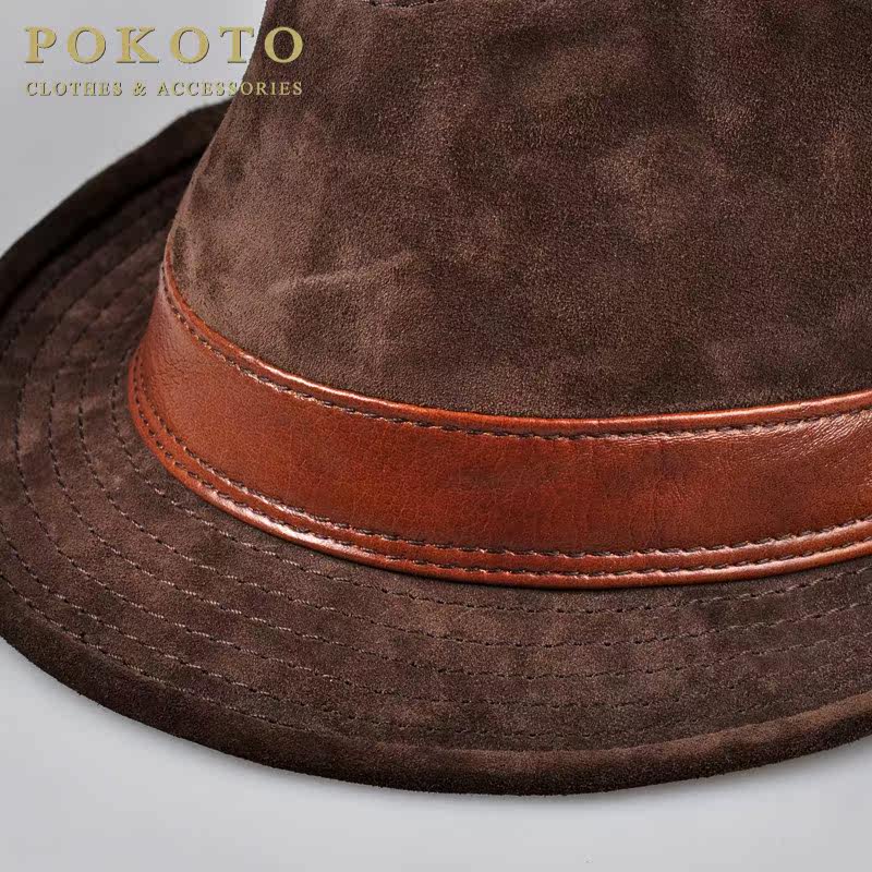 轻奢品牌秋冬季仿鹿皮绒牛皮爵士帽 pokoto帽子