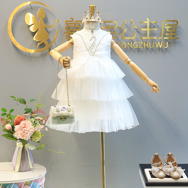 连衣裙夏装新款小女孩镶钻女公主裙 pokoto连衣裙