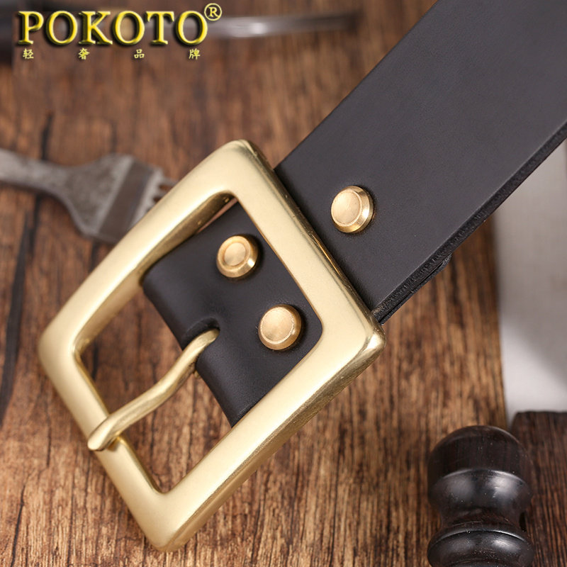 4.5厘米男款手工制作牛仔加宽腰带 pokoto腰带/皮带/腰链
