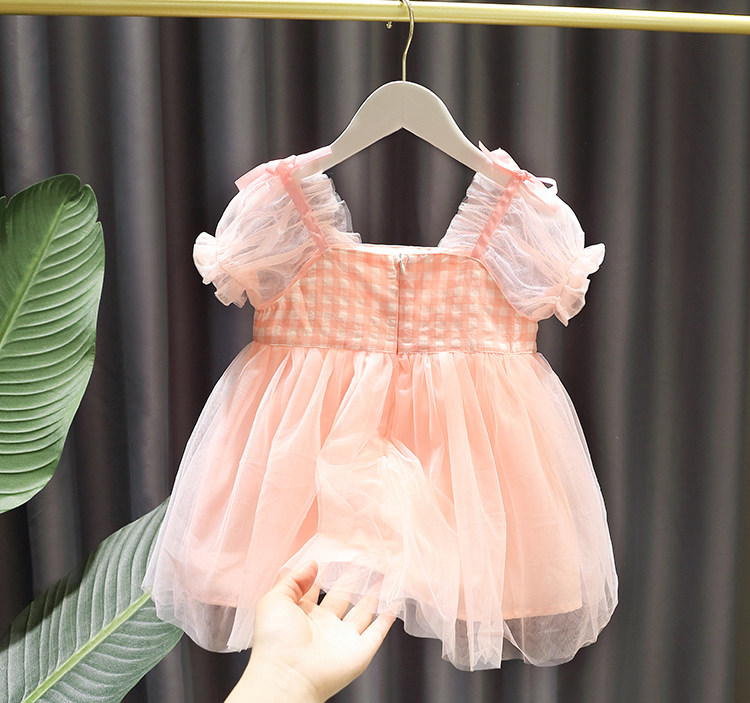 1-5岁女宝宝公主格子3女网纱裙子 pokoto连衣裙