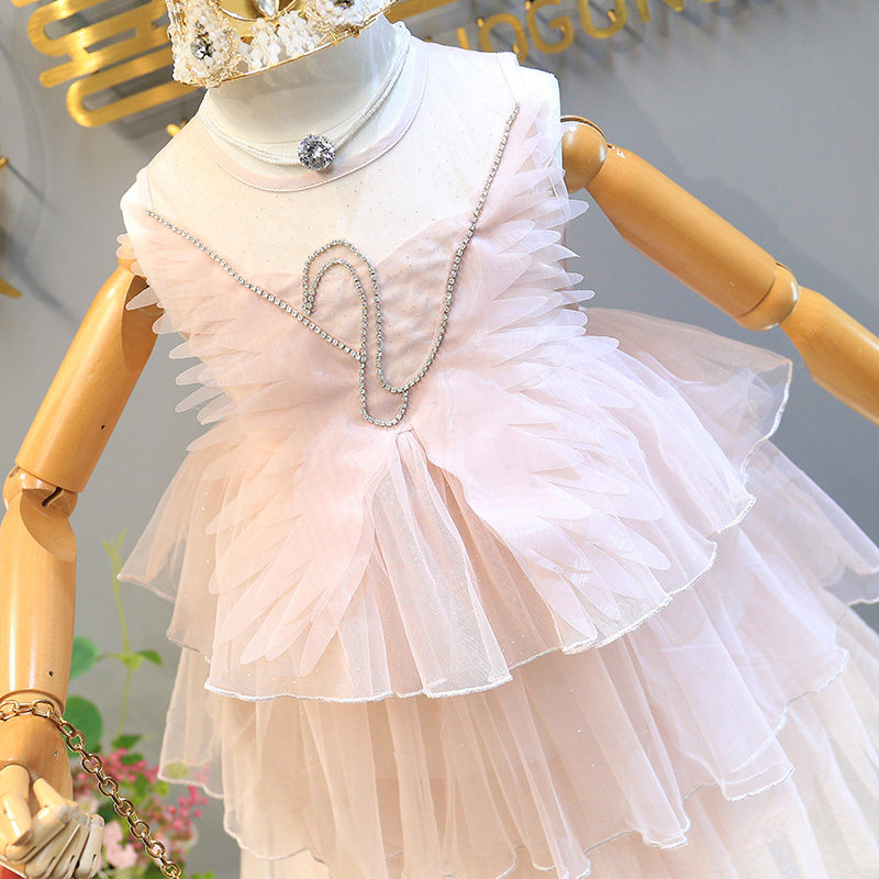 连衣裙夏装新款小女孩镶钻女公主裙 pokoto连衣裙