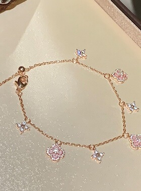 韩系微镶锆石四叶草流苏手链女轻奢小众高级感百搭气质手环手饰