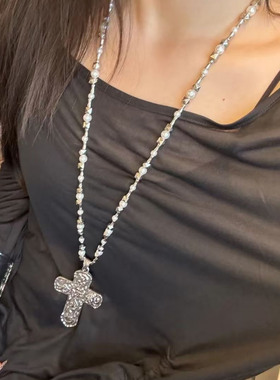 哥特十字架长款项链亚文化配饰