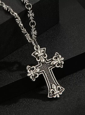 复古十字架项链宝剑船锚六芒星嘻哈欧美潮牌小众百搭个性吊坠