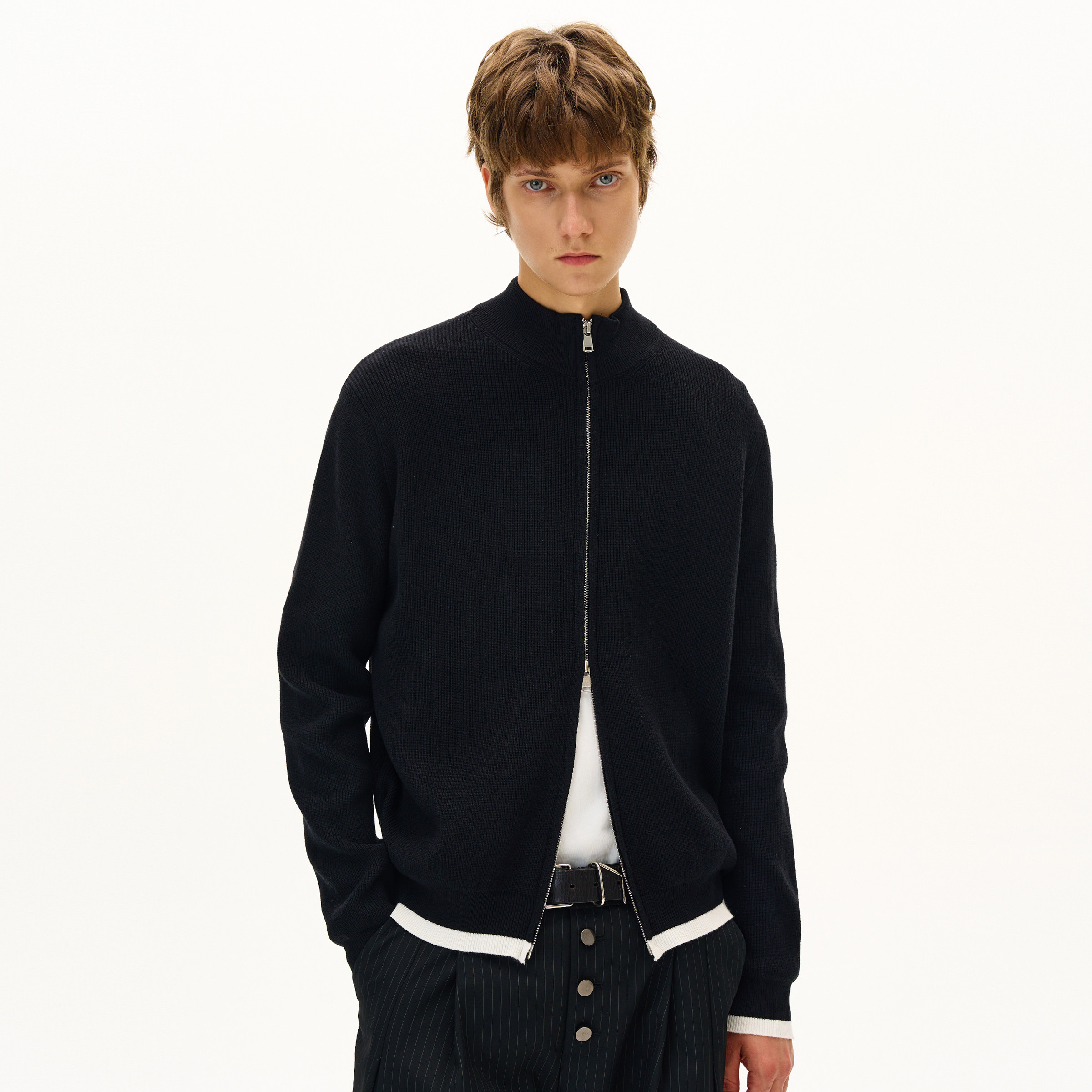 MADWITCH秋季复古撞色针织开衫毛衣男女宽松简约休闲cleanfit外套,淘宝优惠券,粉丝福利购,淘宝优惠卷