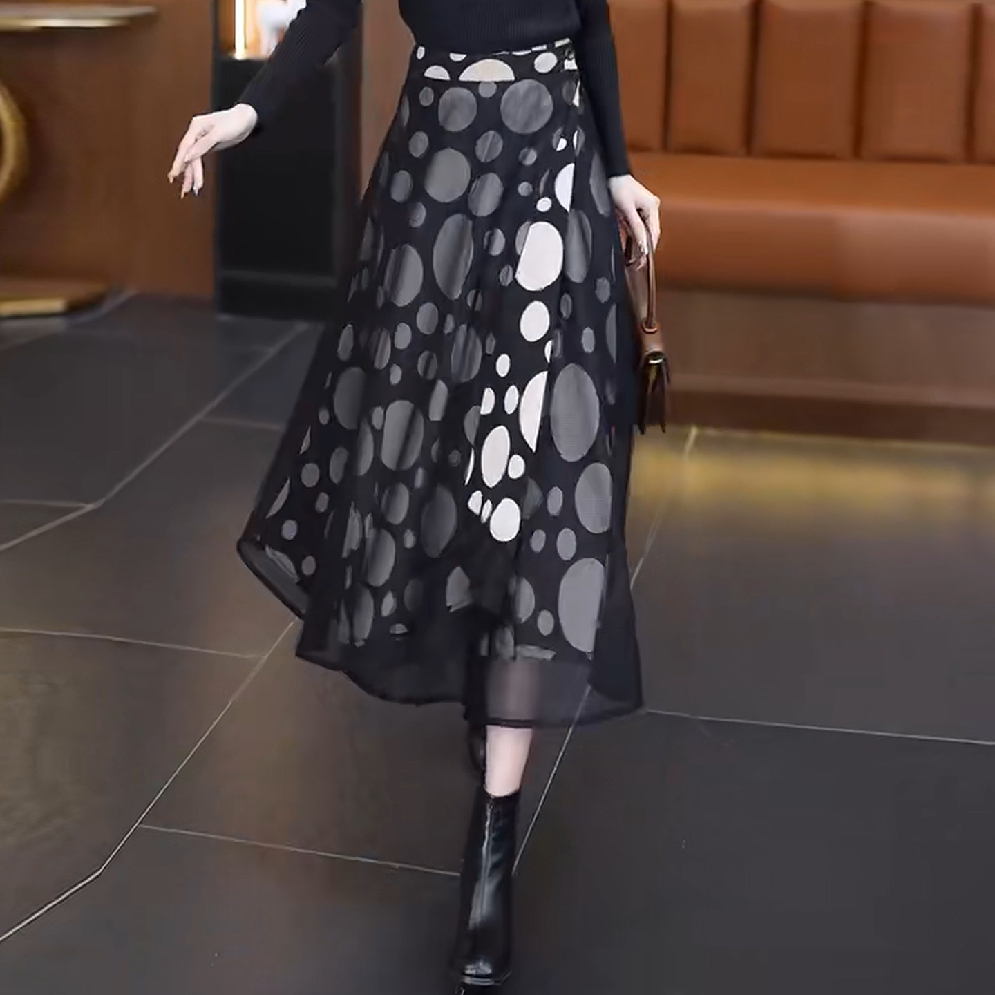 双面穿一片式半身裙女2026春季新款气质网纱印花裙流行a字大摆裙,淘宝优惠券,粉丝福利购,淘宝优惠卷