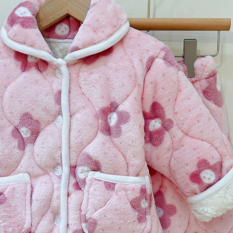 女童2023新款冬装女宝宝三层加厚保暖睡衣小童可爱加绒家居服套装,淘宝优惠券,粉丝福利购,淘宝优惠卷