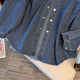 Extra large size long sleeve denim jacket women's autumn shirt top