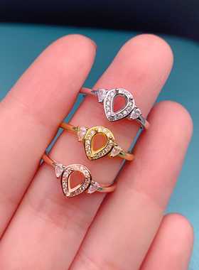 镶嵌4*6戒指空托精工S925纯银