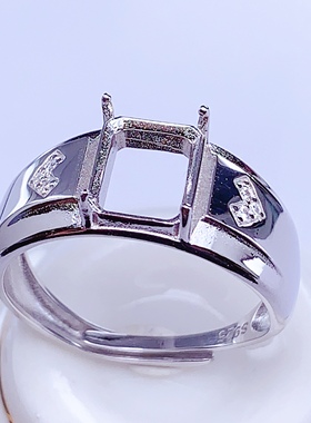 纯银戒指空托男款板戒活圈设计