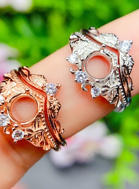 伯利尔女S925戒指空托