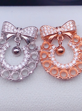 轻奢甜美3*3mm圆形吊坠空托